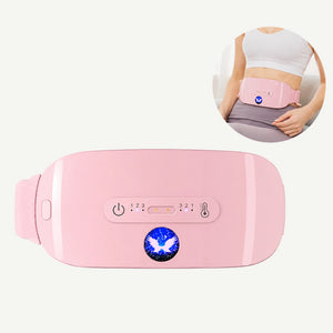 Centura cu Masaj si Incalzire, pentru Dureri Menstruale, Lombare, 3 niveluri de caldura, 3 moduri de masaj prin vibratii, portabila, incarcare USB, fara fir, roz