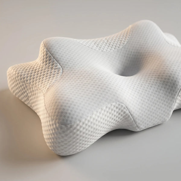 Perna cervicala ortopedica CERVI-SAN Relax memory foam pentru gat si umeri, Alb – imaginea 3