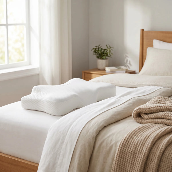 Perna cervicala ortopedica CERVI-SAN Relax memory foam pentru gat si umeri, Alb – imaginea 4