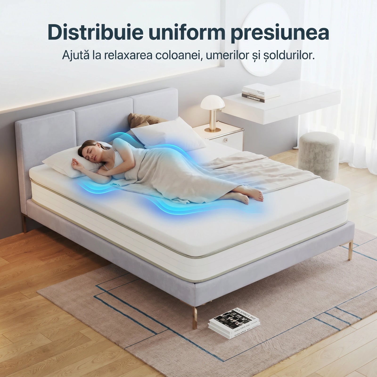 Topper ortopedic saltea cu spumă cu memorie și gel, imaginea 5