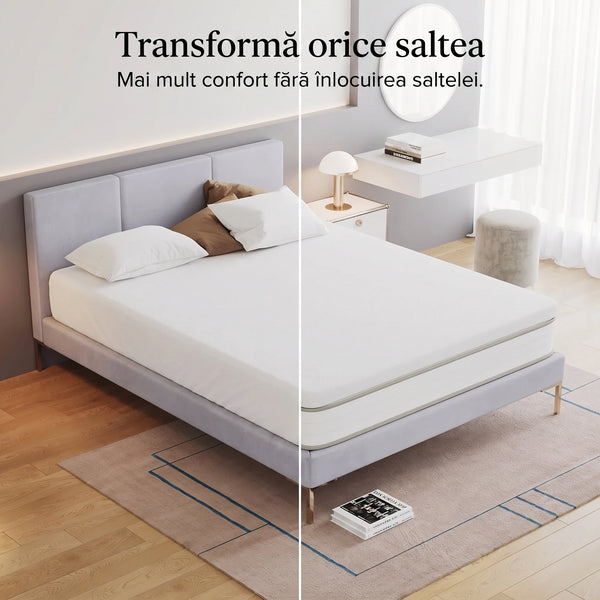 Topper ortopedic saltea spuma memorie infuzie gel, Alb – imaginea 8