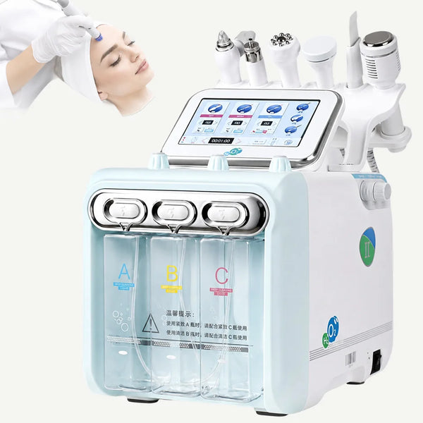 Dispozitiv facial 6 în 1 cu hidrodermabraziune și radiofrecvență