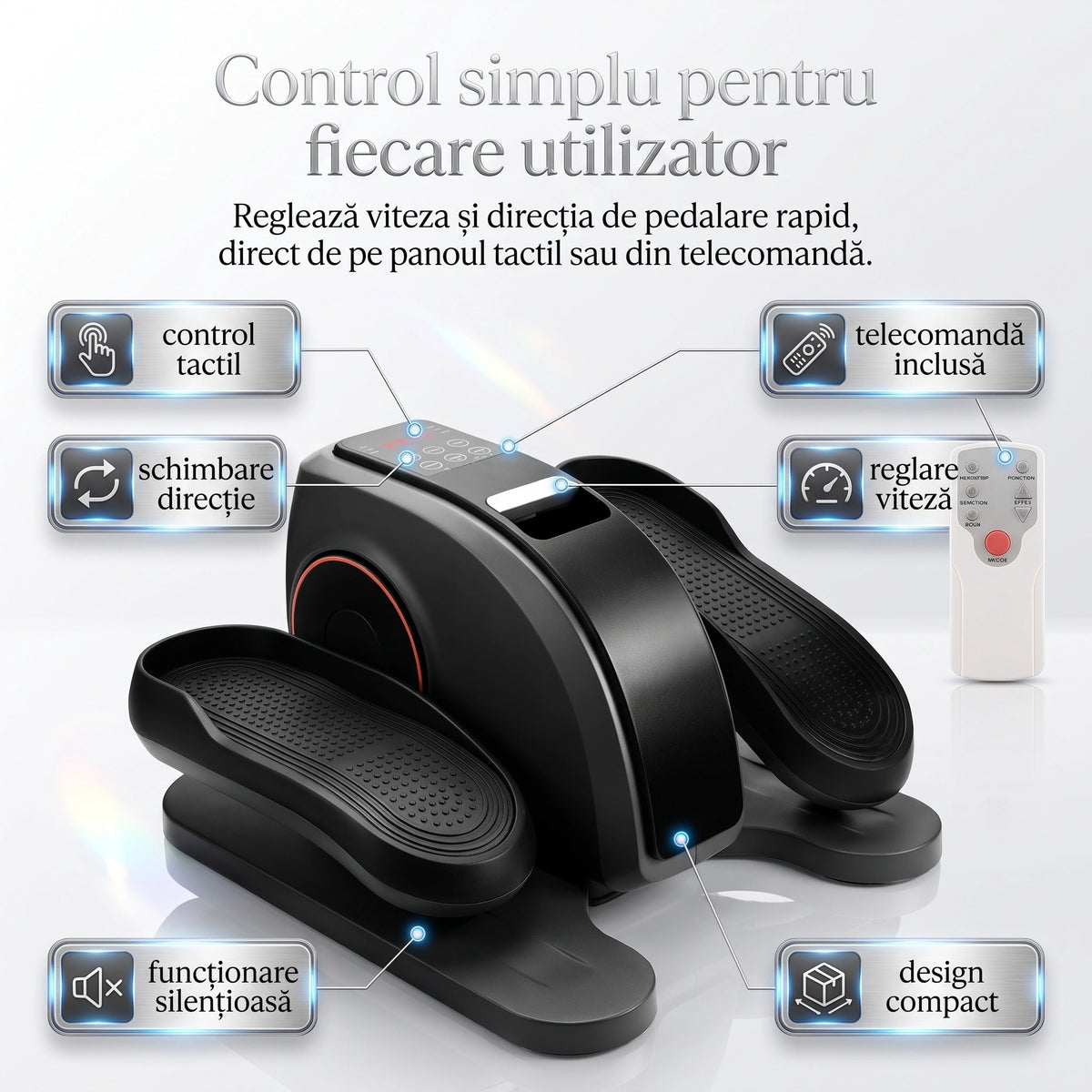 Pedalier fitness electric cu telecomandă Bluetooth, imaginea 4