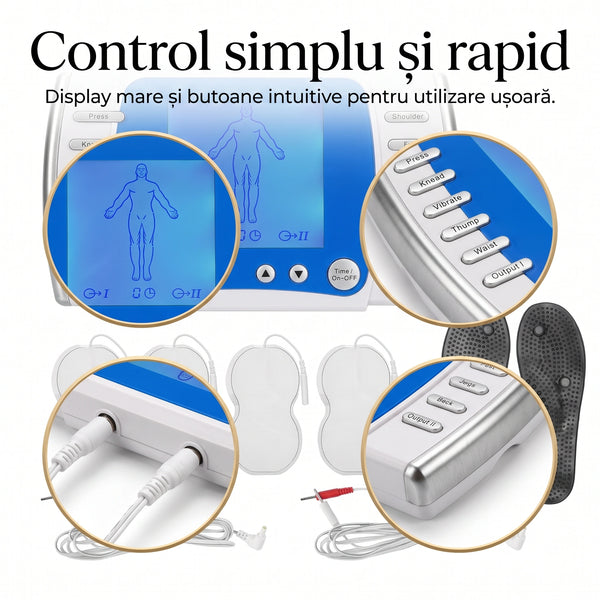 Aparat TENS corp intreg, electrostimulare nervoasa, 10 moduri si 24 intensitati – imaginea 7