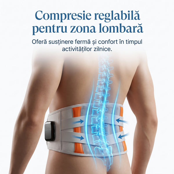 Centura lombara cu masaj vibratii, incalzire si acumulator wireless – imaginea 6