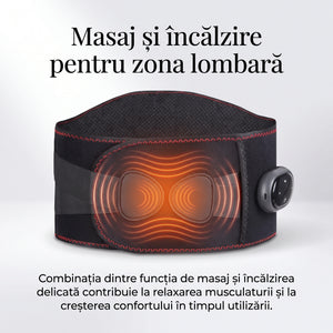Centura lombara cu masaj vibratii si incalzire pe 5 trepte, wireless, Negru – imaginea 2