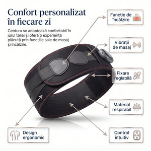 Centura lombara cu masaj vibratii si incalzire pe 5 trepte, wireless, Negru – imaginea 4