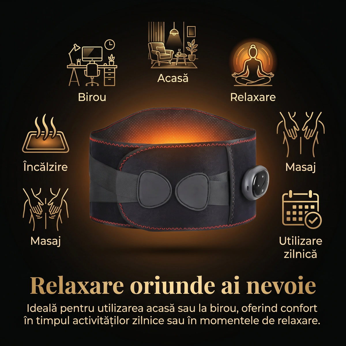 Centură lombară cu masaj prin vibrații wireless, imaginea 6