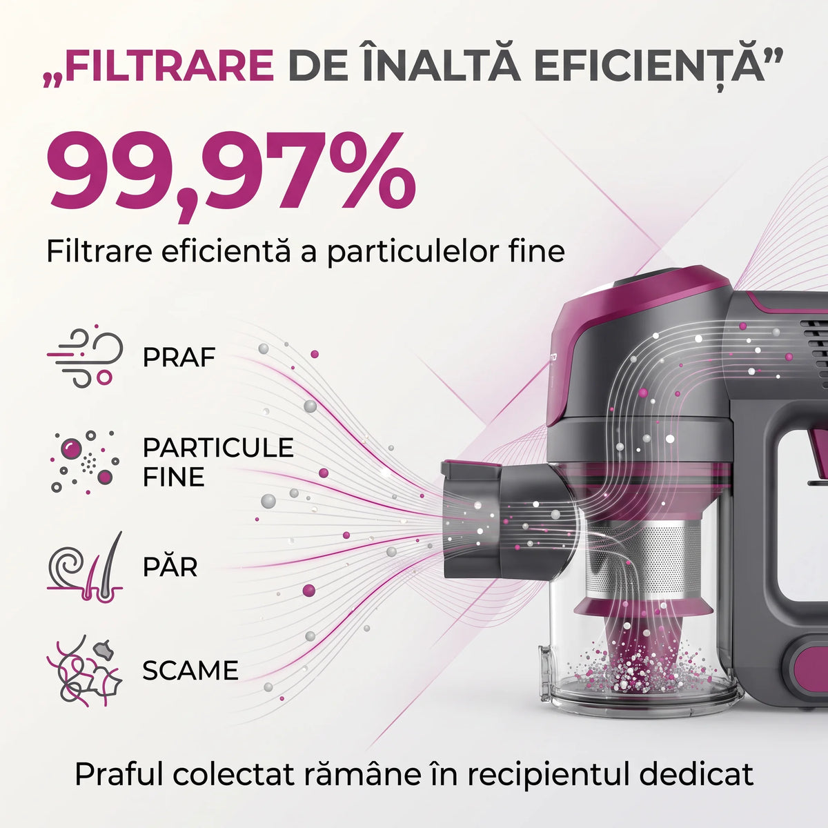 Aspirator antiacarieni wireless cu lampă UV, imaginea 4