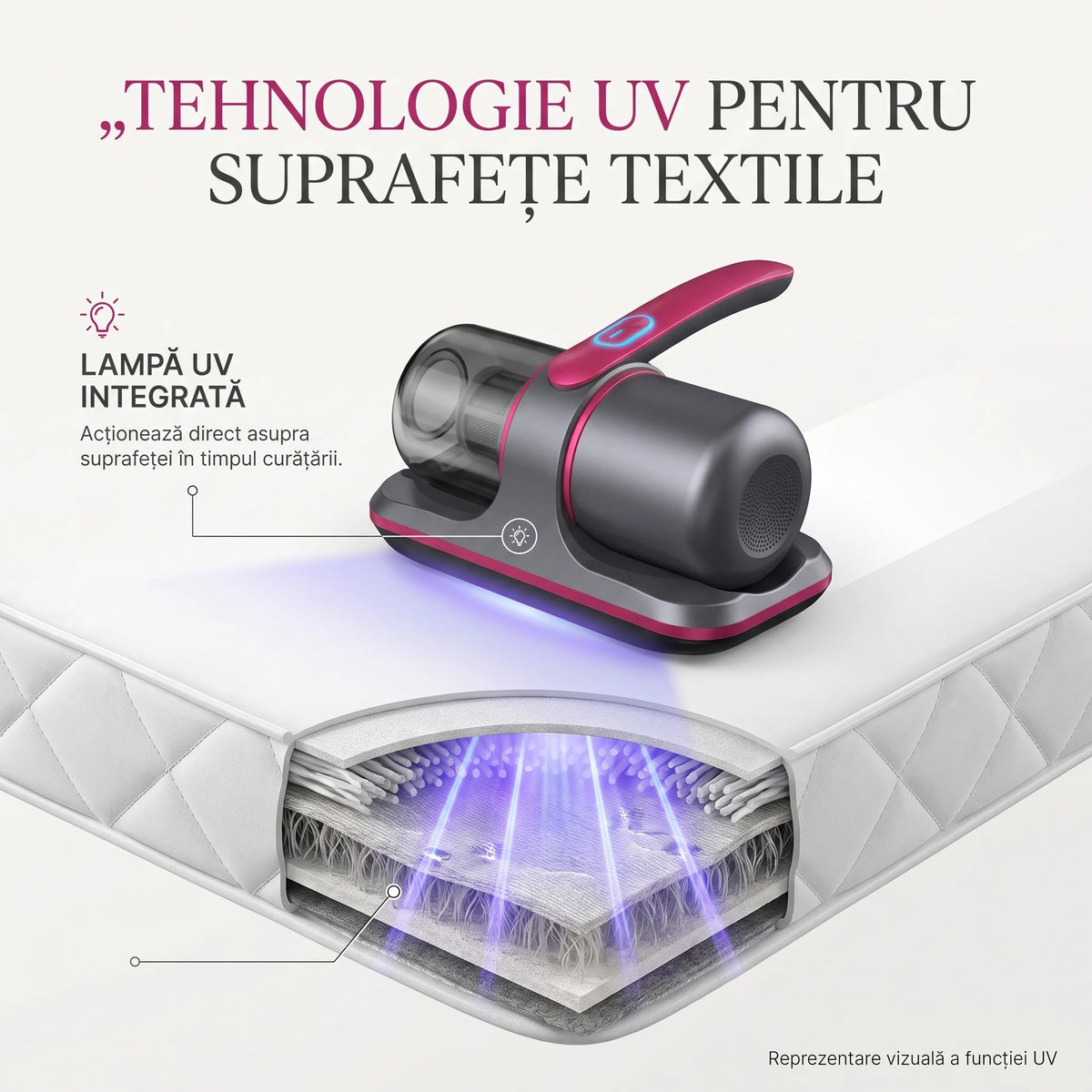 Aspirator antiacarieni wireless cu lampă UV, imaginea 6