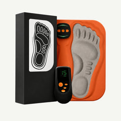 Placa de Masaj Picioare 3 in 1 pentru Circulatie si Neuropatie, Aparat Masaj Picioare cu stimulare musculara electrica, 6 moduri de masaj, 19 niveluri de intensitate, Incarcare USB, Telecomanda, Pliabil si Portabil, Portocaliu