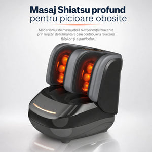 Aparat masaj picioare si gambe Shiatsu, compresie aer si incalzire FootRelief Pro, Negru – imaginea 2