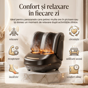 Aparat masaj picioare si gambe Shiatsu, compresie aer si incalzire FootRelief Pro, Negru – imaginea 5