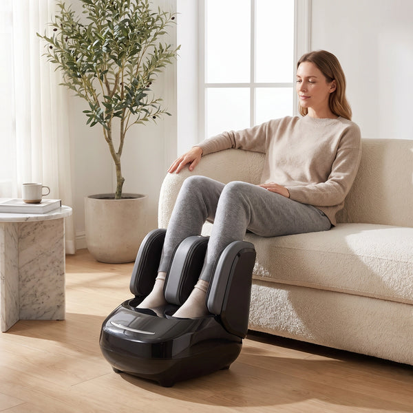 Aparat masaj picioare si gambe Shiatsu, compresie aer si incalzire FootRelief Pro, Negru – imaginea 7
