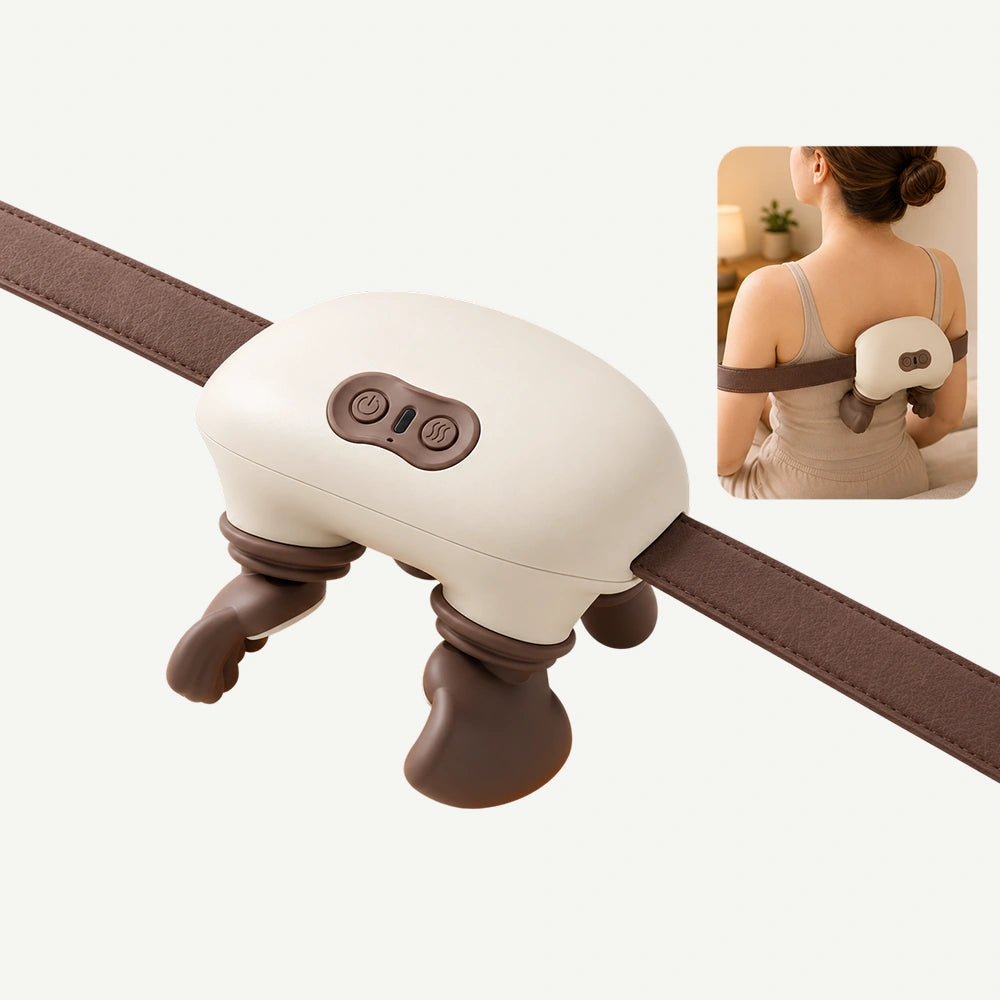 Aparat masaj Shiatsu gat si umeri cu incalzire, wireless portabil