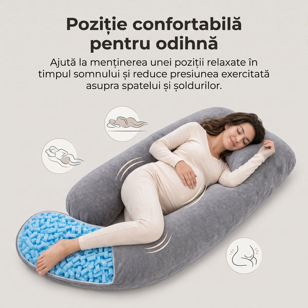 Perna corp multifunctionala sarcina spuma maruntita, Gri – imaginea 6