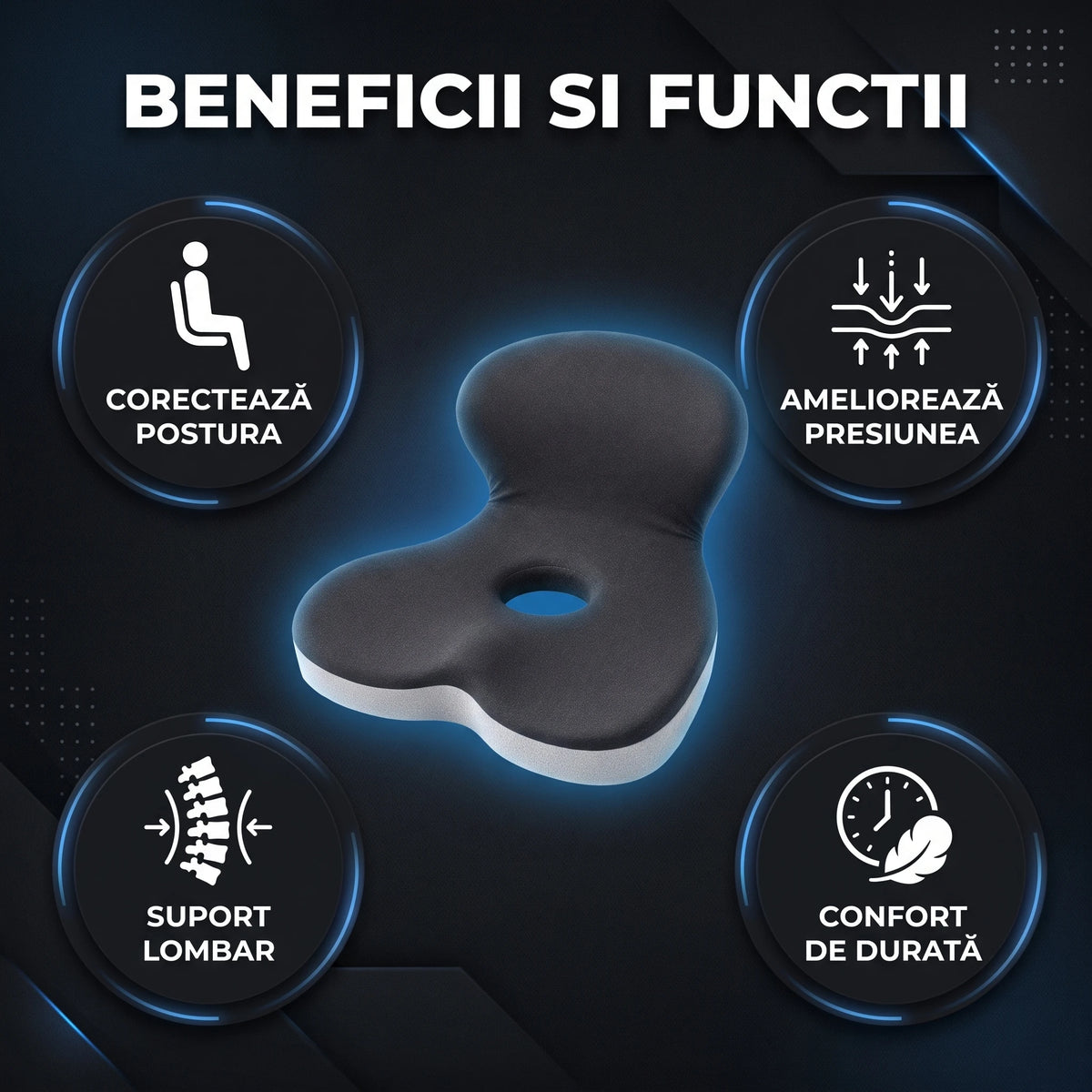 Pernă ortopedică 2 în 1 șezut și suport lombar, imaginea 6