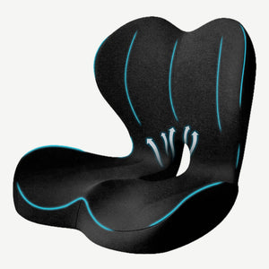 Perna ortopedica 2-in-1 sezut si suport lombar, ergonomica, memory foam, Negru