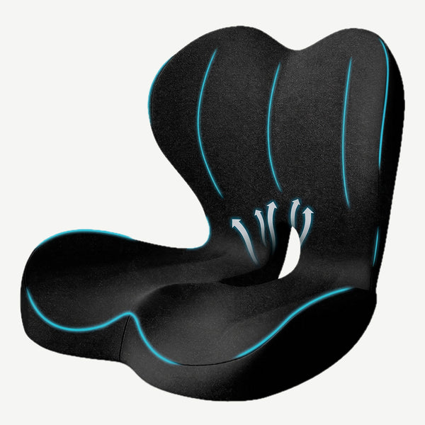 Perna ortopedica 2-in-1 sezut si suport lombar, ergonomica, memory foam, Negru