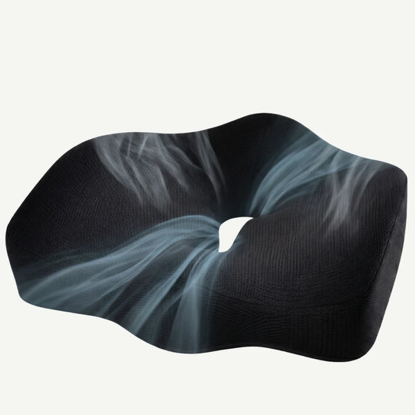 Pernă ortopedică de șezut neagră, din memory foam cu gel
