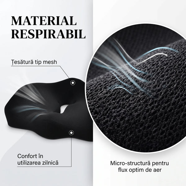 Pernă ortopedică de șezut memory foam cu gel și ventilație, imaginea 6
