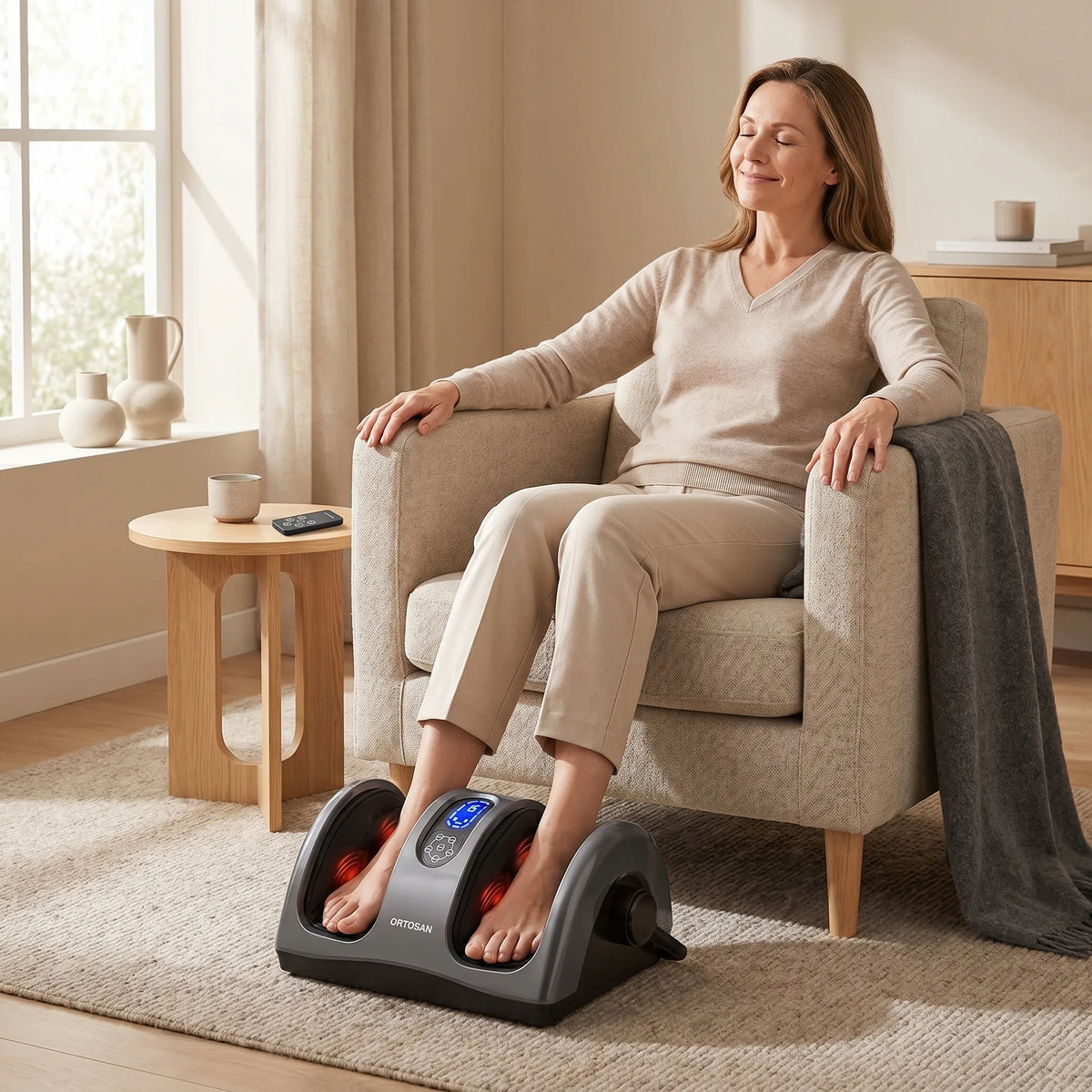 Aparat masaj picioare, gambe si brate Shiatsu 3D, cu incalzire, Negru – imaginea 2