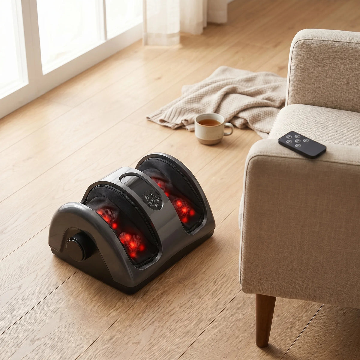 Aparat masaj picioare, gambe si brate Shiatsu 3D, cu incalzire, Negru – imaginea 4