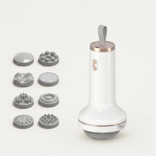 Aparat masaj corp anticelulitic wireless 3D, 8 capete, 5 moduri, Alb