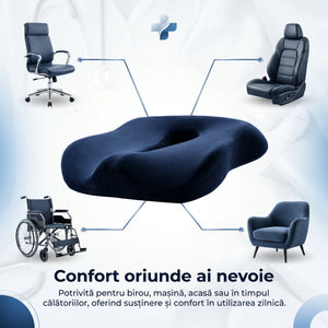 Perna ortopedica sezut memory foam decupaj prostata/hemoroizi/coccis, Bleumarin – imaginea 6