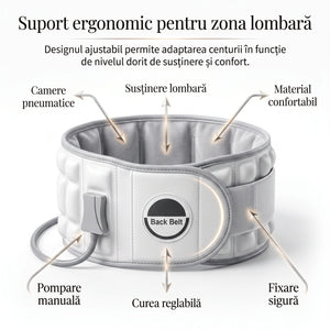 Centura decompresie lombara cu tractiune si coloane de aer 3D ORTO LOMBAR, Alb/Gri – imaginea 4