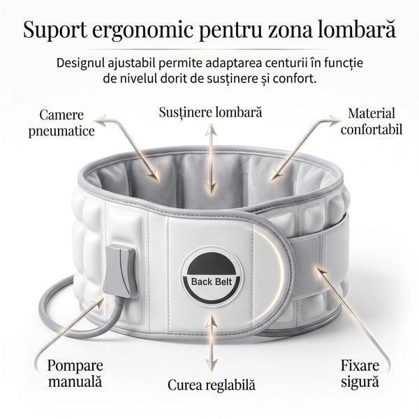 Centura decompresie lombara cu tractiune si coloane de aer 3D ORTO LOMBAR, Alb/Gri – imaginea 4