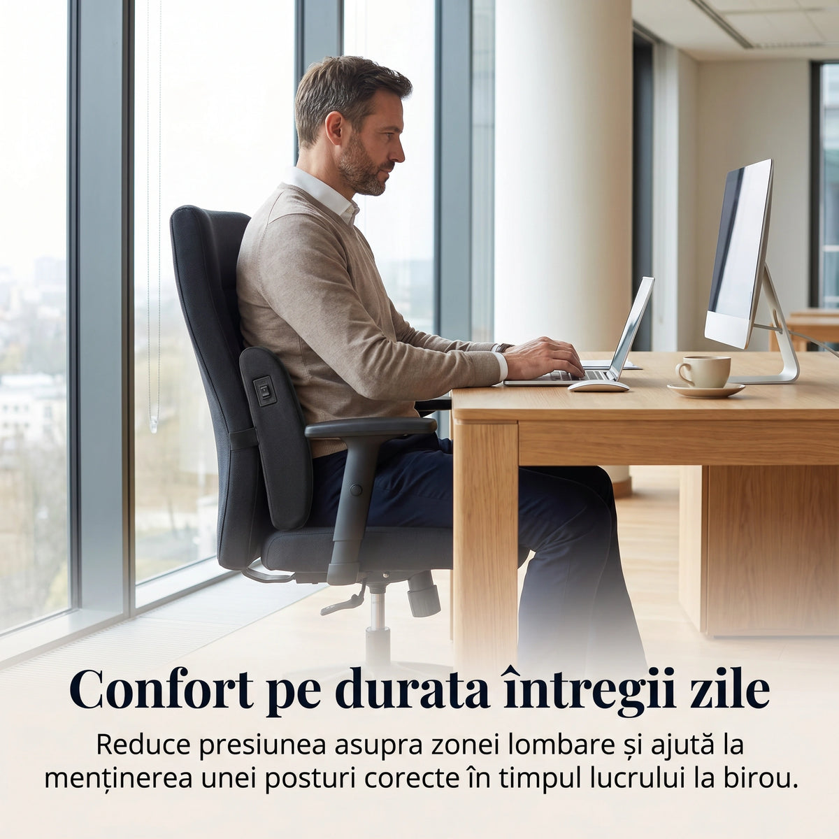 Perna lombara cu masaj vibrant ORTO LOMBAR Masaj, Negru – imaginea 3