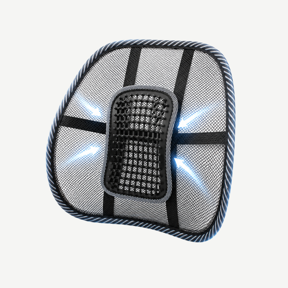 Suport lombar pentru scaun cu efect presopunctura ORTO LOMBAR Mesh, Negru/Gri