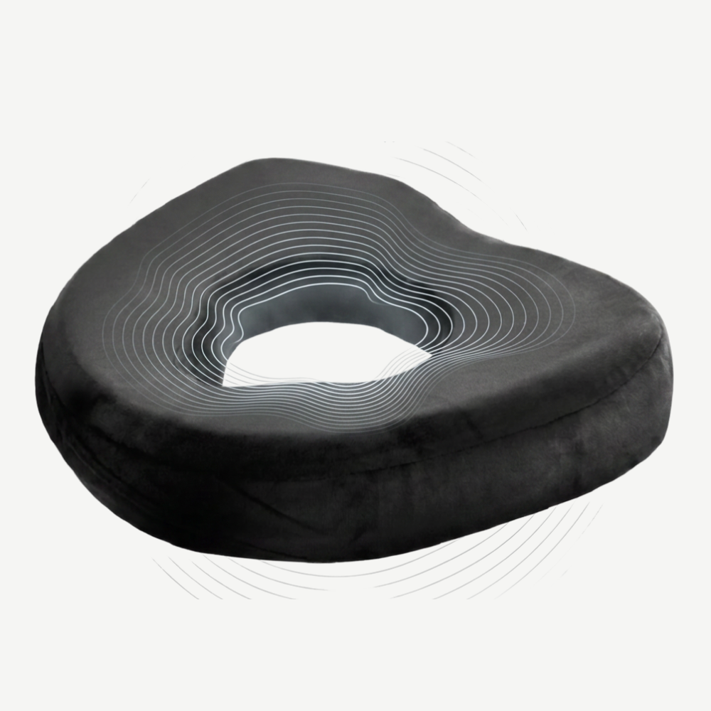 Perna ortopedica antihemoroizi ORTO PROCT memory foam cu gel racoritor, fermitate extra, Negru