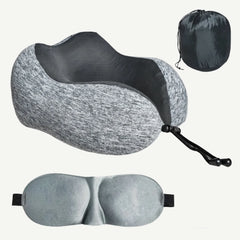 Perna calatorie cervicala 3D memory foam pentru gat, Negru/Gri