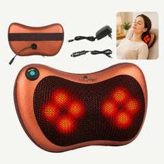 Perna masaj Shiatsu gat, spate si corp, 8 bile rotative, auto 12V/220V, Rosu