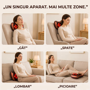 Pernă masaj Shiatsu cu 8 bile rotative, roșie, imaginea 5