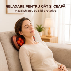 Pernă masaj Shiatsu cu 8 bile rotative, roșie, imaginea 6