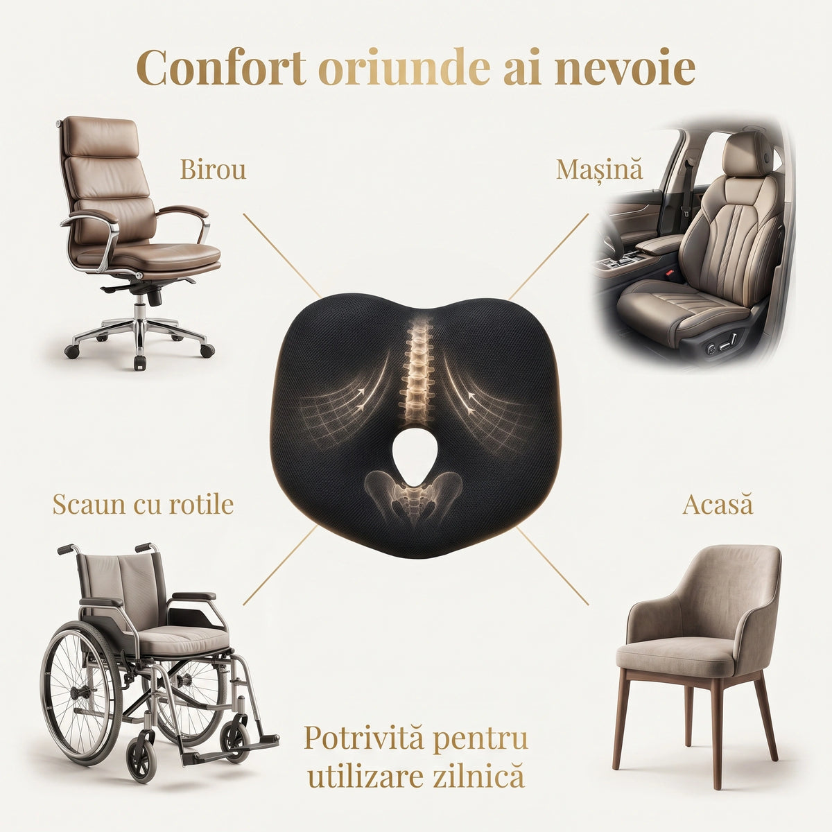 Perna ortopedica pentru sezut, din spuma cu memorie, in forma de inima, ORTO 14 – imaginea 2