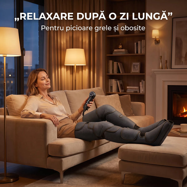 Aparat masaj picioare, gambe si coapse cu compresie aer, presopunctura si incalzire, Gri
