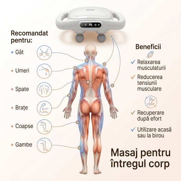 Pistol masaj corporal cu 6 capete, alb, imaginea 12