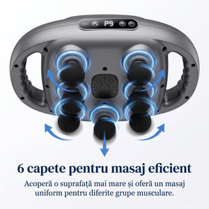 Pistol masaj corporal 6 capete, infrarosu si incalzire, USB-C, Gri – imaginea 2