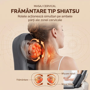 Saltea masaj corp intreg 5-in-1 cu role Shiatsu, vibratii si incalzire, OrtoZen 5D