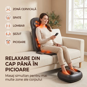 Saltea masaj corp intreg 5-in-1 cu role Shiatsu, vibratii si incalzire, OrtoZen 5D