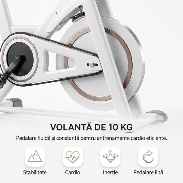Bicicletă fitness spinning Ortosan SAN290, în alb