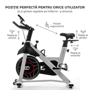 Bicicletă fitness spinning Ortosan SAN301 albă, imaginea 5