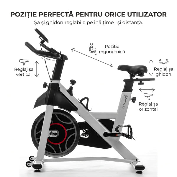 Bicicletă fitness spinning Ortosan SAN301 albă, imaginea 5