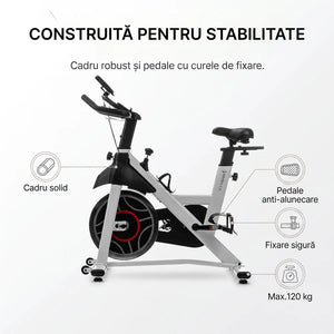 Bicicletă fitness spinning Ortosan SAN301 albă, imaginea 8