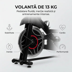 Bicicletă fitness spinning Ortosan SAN301, în negru
