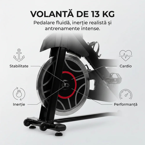 Bicicletă fitness spinning Ortosan SAN301, în negru
